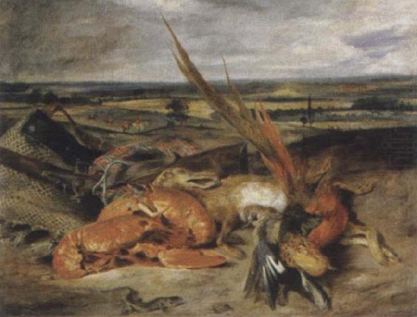Eugene Delacroix Style life with lobster china oil painting image